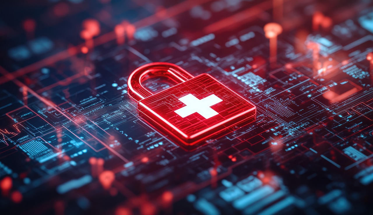 healthcare cross on digital lock