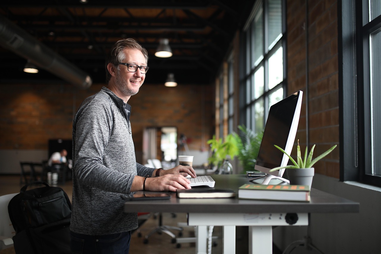 man working on computer