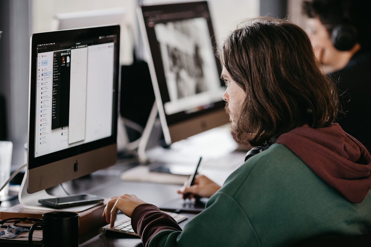 workers on computers