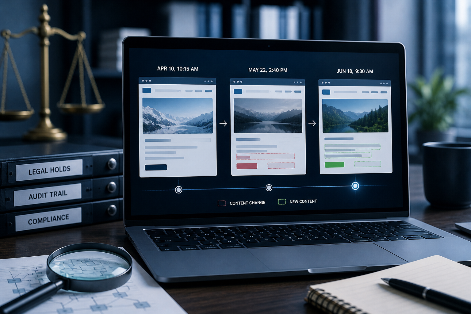 computer monitors showing website changes