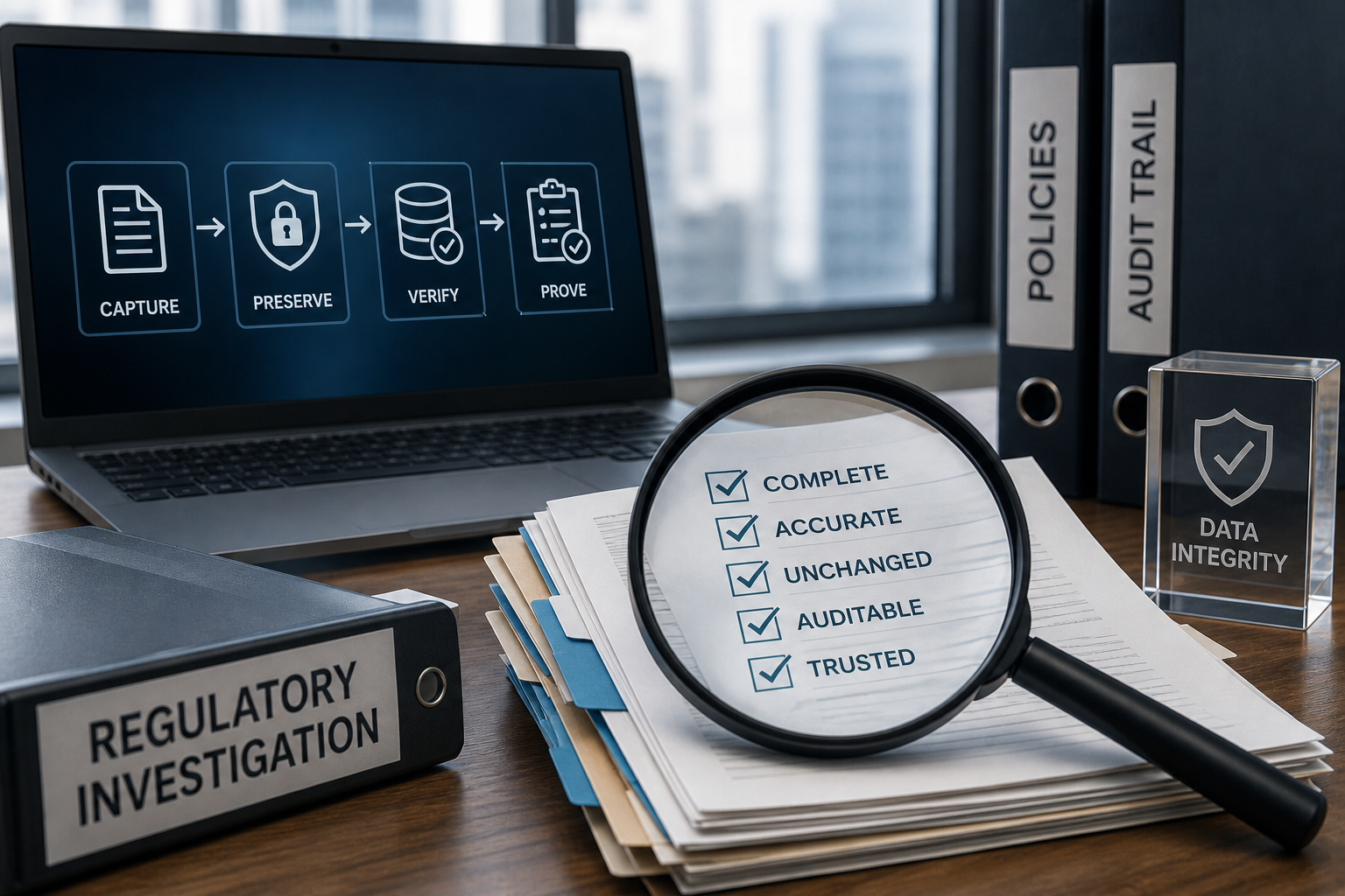 magnifying glass and computer screen