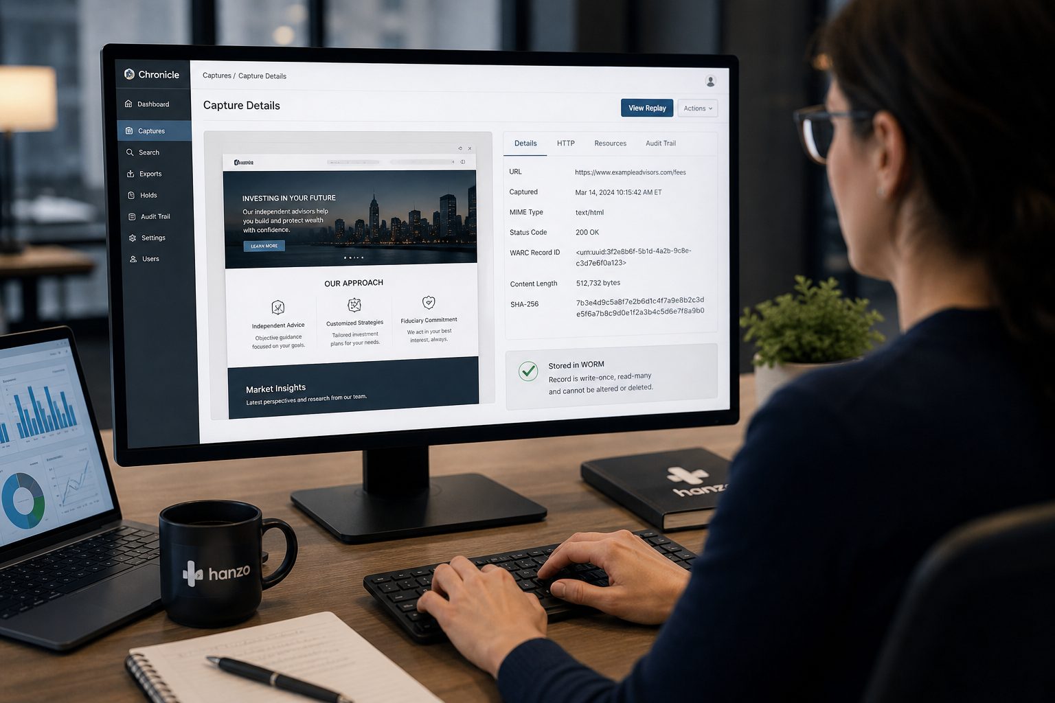 person archiving website